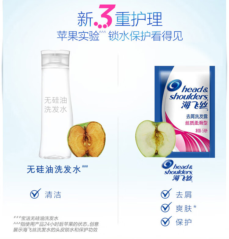 海飞丝洗护旅行装 出差一次性洗发露 丝质柔滑5ml*50包
