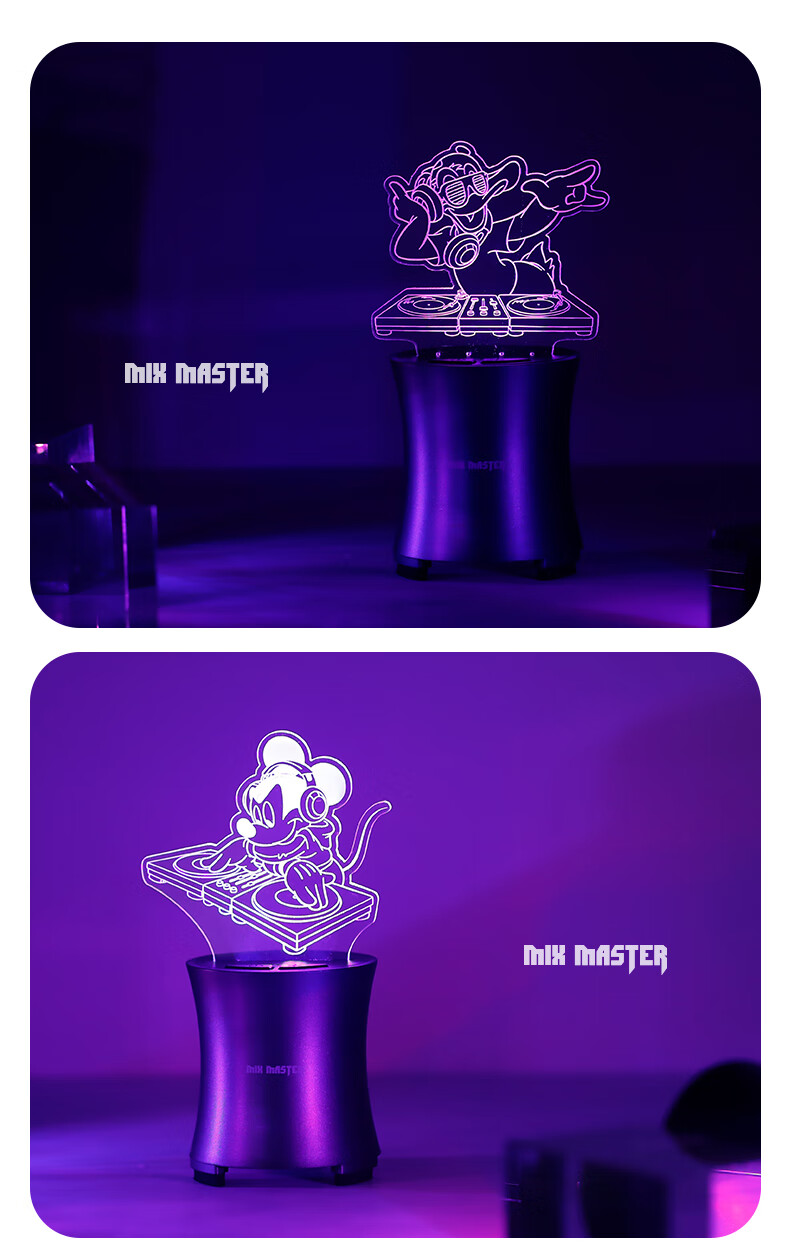 DISNEY迪士尼 无线蓝牙音箱太空DJ低音炮卧室床头柜发光台灯生日礼品 律动音响-睡梦米妮