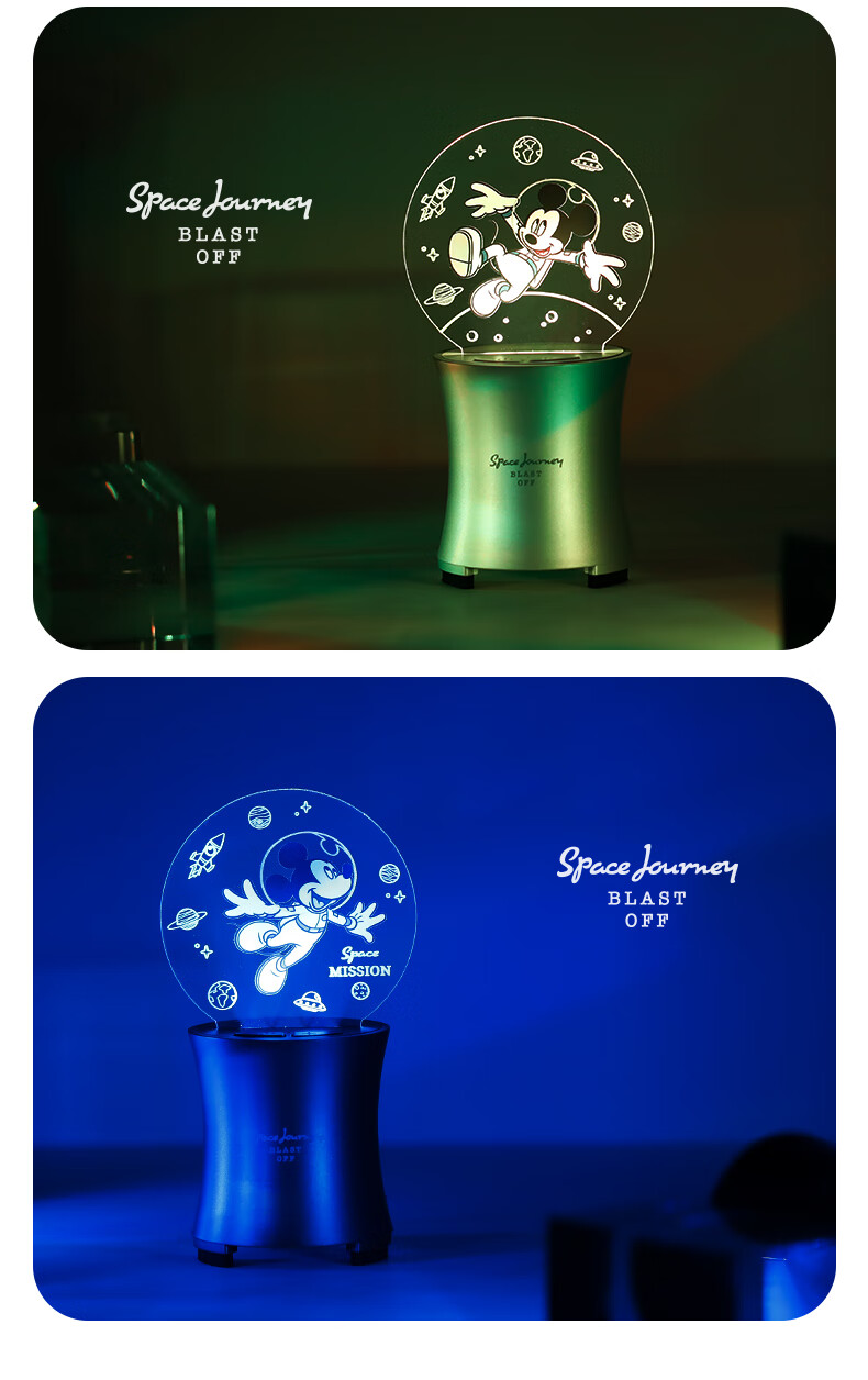 DISNEY迪士尼 无线蓝牙音箱太空DJ低音炮卧室床头柜发光台灯生日礼品 律动音响-睡梦米妮