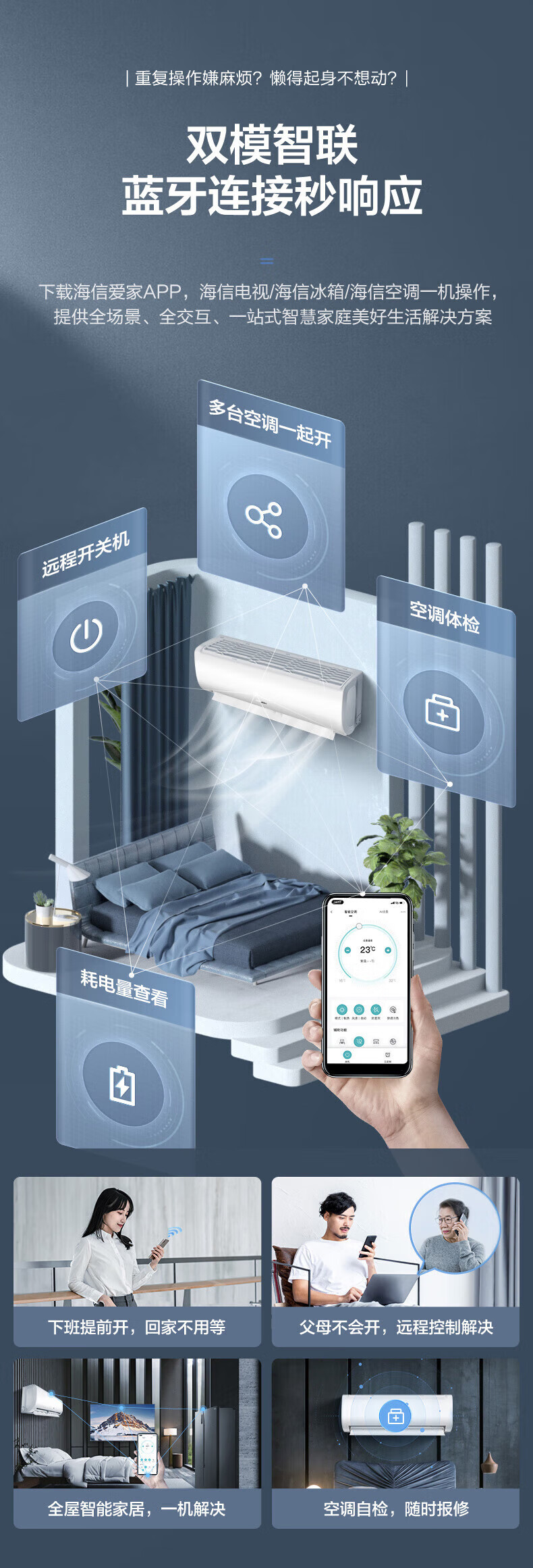 海信（Hisense）大1匹 速冷热 新一级能效 大风量速冷暖 APP智能变频防直吹壁挂式卧室空调挂机 KFR-26GW/E370-X1