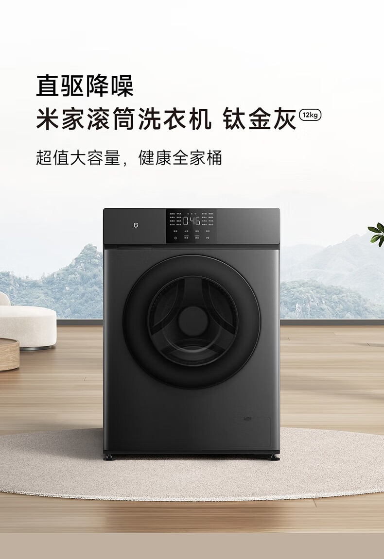 小米滚筒洗衣机 12公斤  直驱降噪 高温除螨 羽绒洗 特色羊毛洗 多档位浸泡洗 滚筒洗衣机钛金灰 12kg