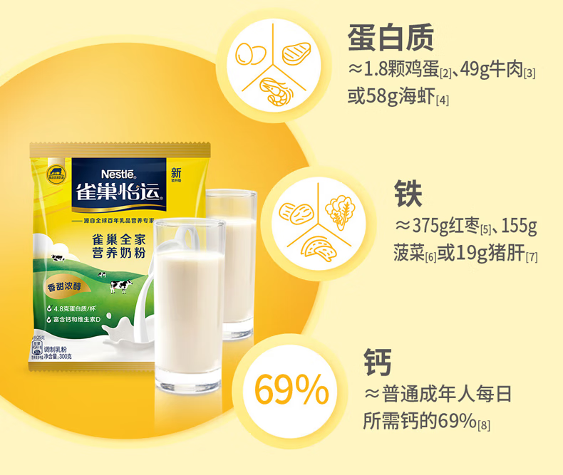 雀巢（Nestle）怡运 全家营养奶粉 袋装300g/袋 （新老包装随机发货）