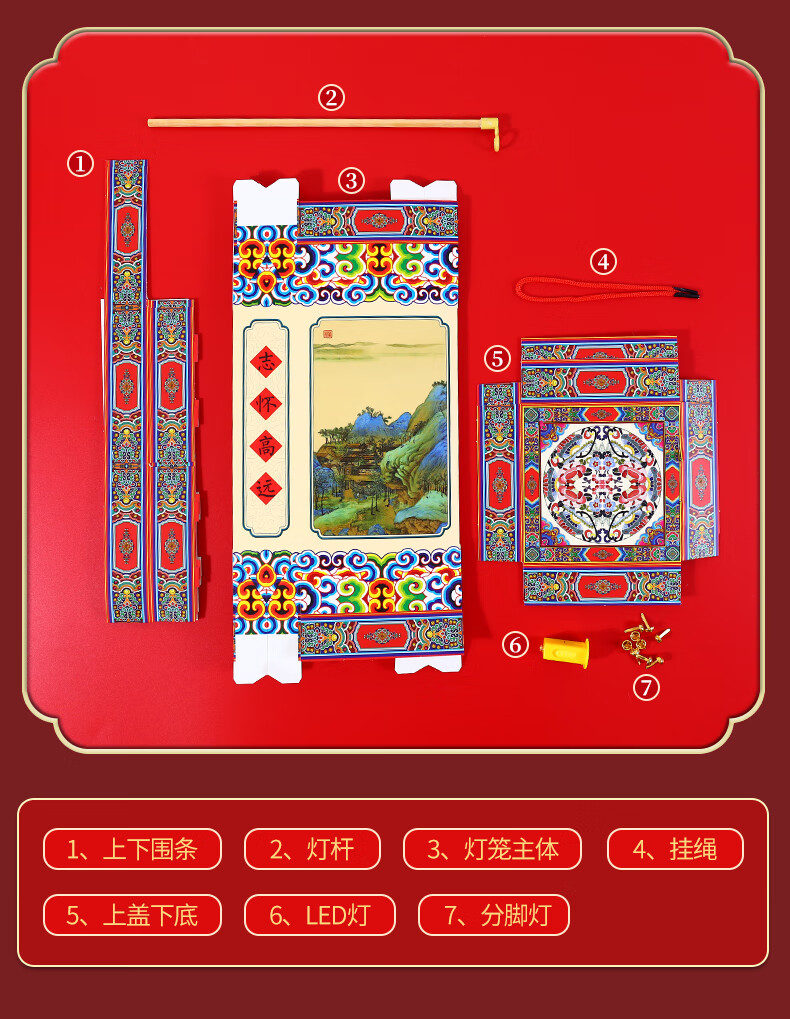 福人福地 DIY纸灯笼镂空发光亲子手工中秋月宫仙子（剪纸款） 八角宫灯