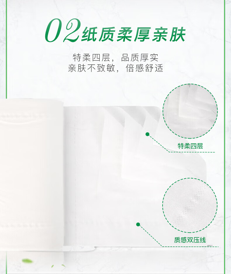 心相印（Mind Act Upon Mind） 优选郁金香系列75克10粒装三层无芯卫生纸