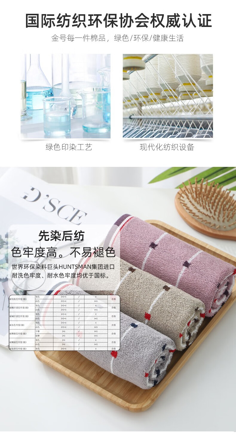 金号 纯 棉质毛巾家用吸水毛巾 男女情侣 擦脸巾 70*35cm 紫色 GA1408