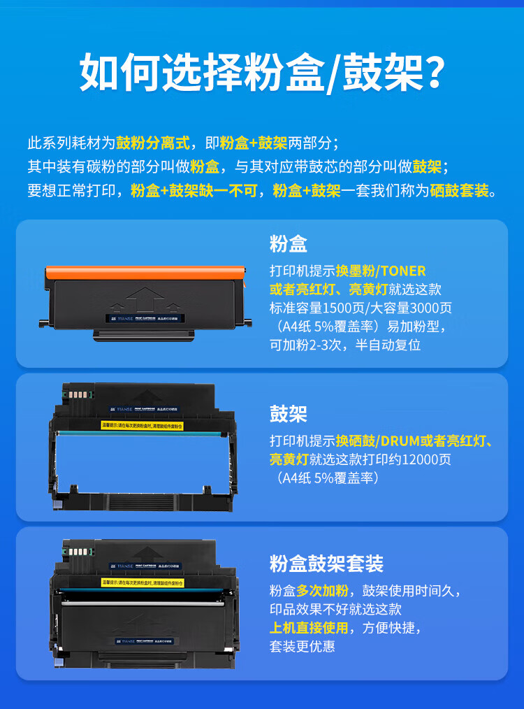 天色（TIANSE）DL-435鼓架适用奔图 P3365DN 3385DN M7165DN M7185DN硒鼓【12000页】粉盒 可加粉