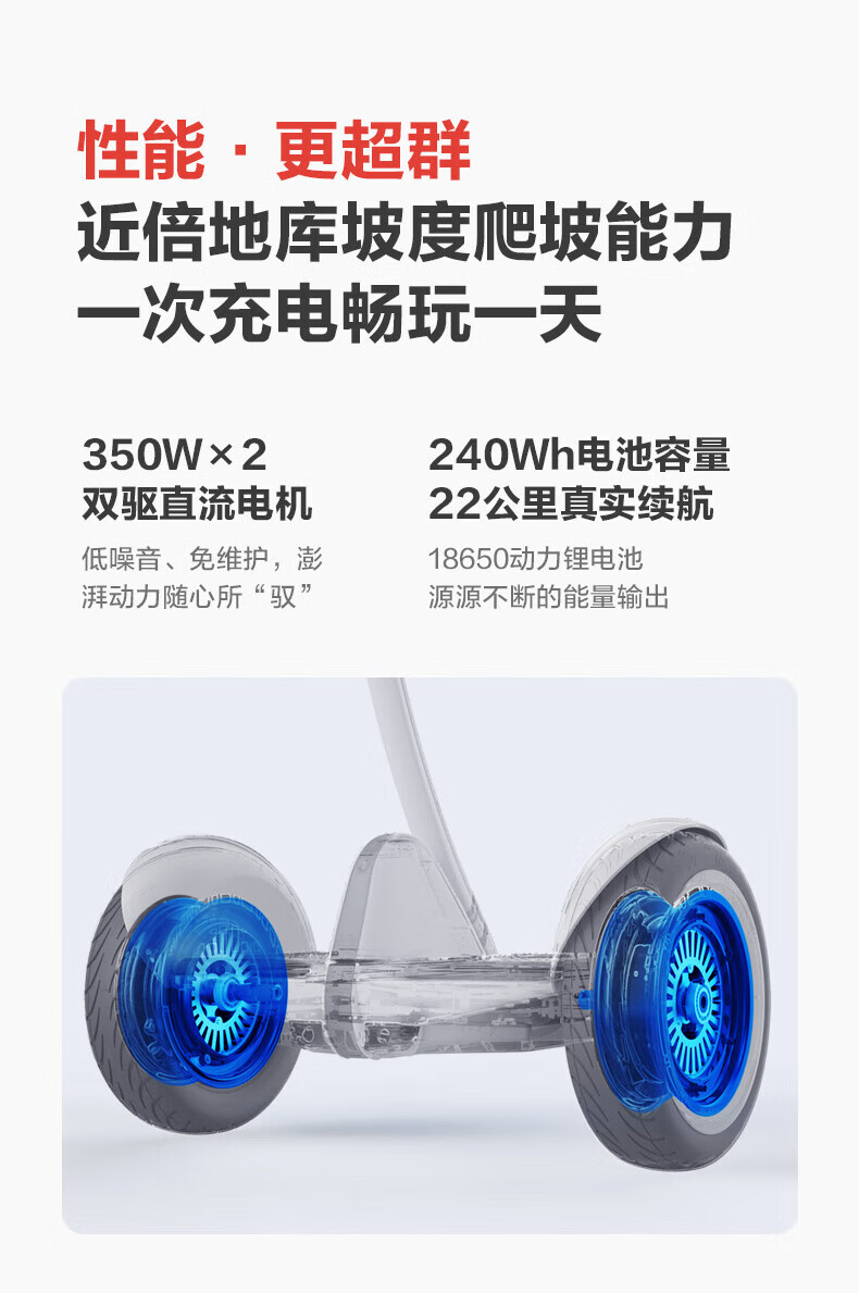 小米九号平衡车? 体感智能骑行 遥控漂移成人电动车 双电机驱动 超长续航? 黑色