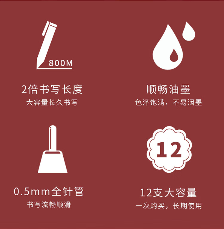 得力（deli）大容量全针管中性笔签字笔 笔芯笔身一体化0.5mm黑色12支/盒 A116 3盒装