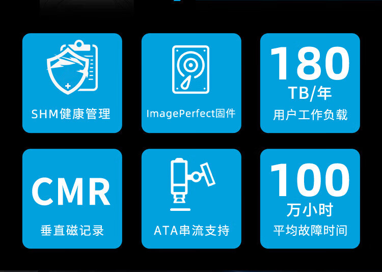 希捷（SEAGATE）监控硬盘6TB 256MB SATA 垂直 机械 PMR CMR 希捷酷鹰SkyHawk ST6000VX009