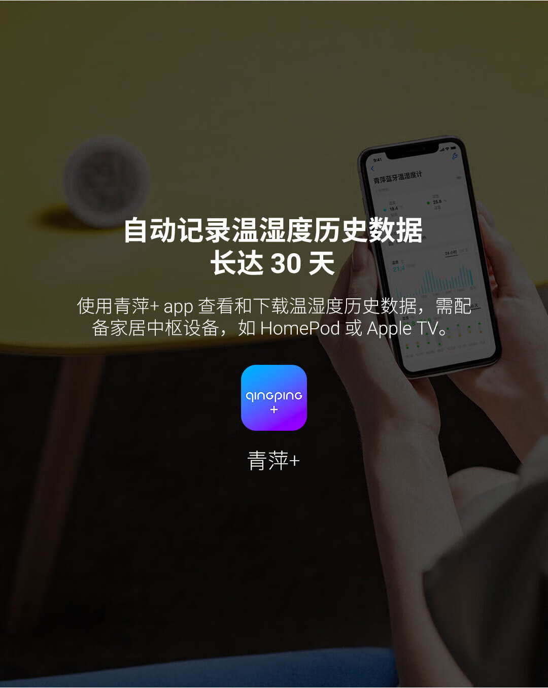 青萍（Qingping）温湿度计 T版 蓝牙高精度家用电子传感器Siri 支持苹果HomeKit Thread协议