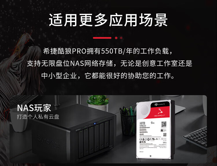 希捷（SEAGATE）NAS硬盘 6TB 256MB 7200转 CMR垂直 网络存储 SATA 数据恢复服务 酷狼PRO ST6000NT001