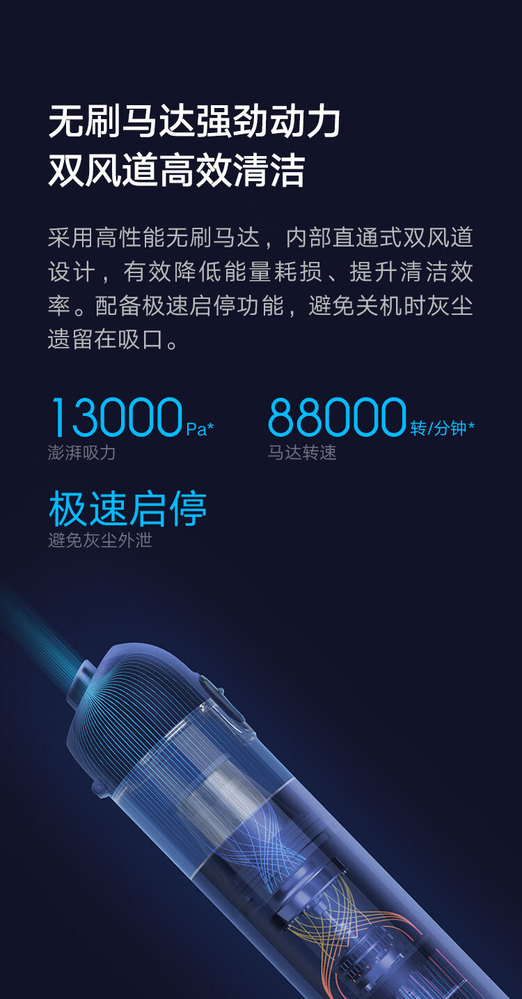 小米 随手吸尘器家用 无刷电机一键倒尘手持无线 轻盈便携 车载清洁强力吸尘器