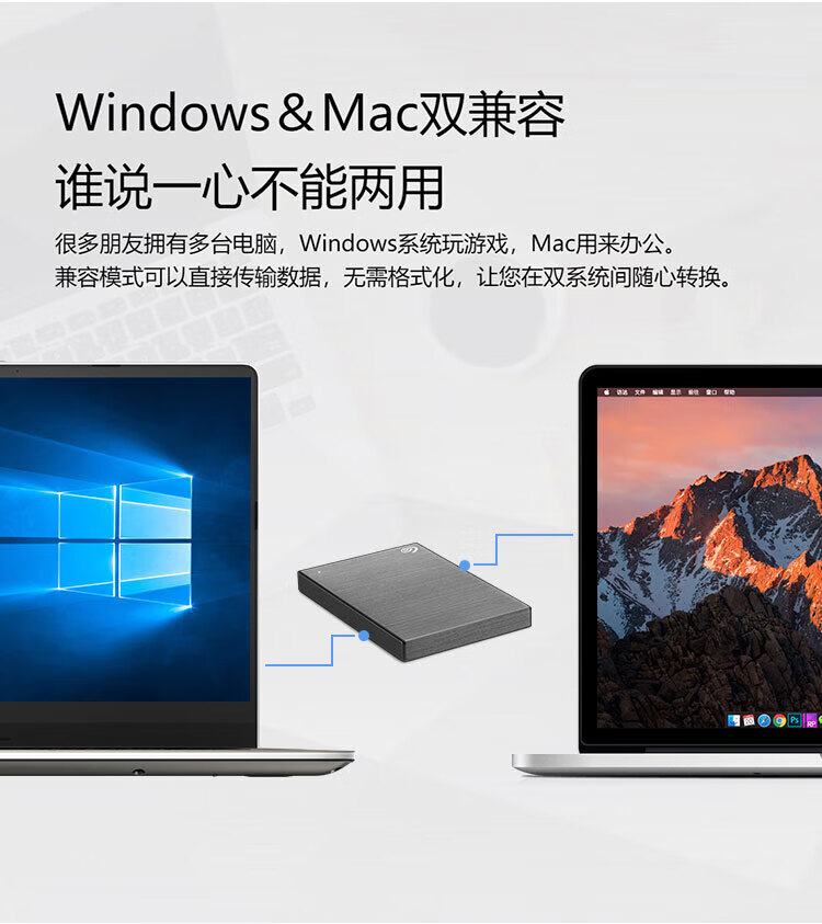 希捷（SEAGATE）移动硬盘1TB 加密 USB3.0 小铭 2.5英寸 兼容MAC 数据救援 银色 STKY1000401