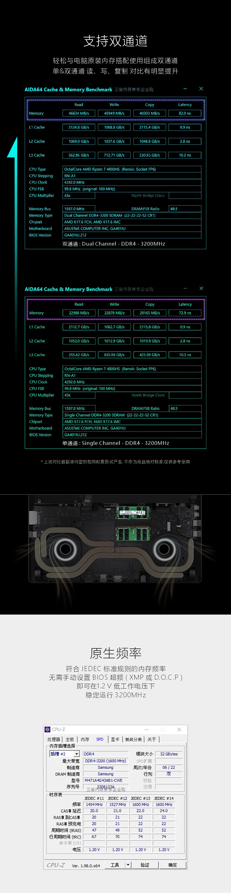 三星(SAMSUNG) 笔记本内存条 32G DDR4 3200频率