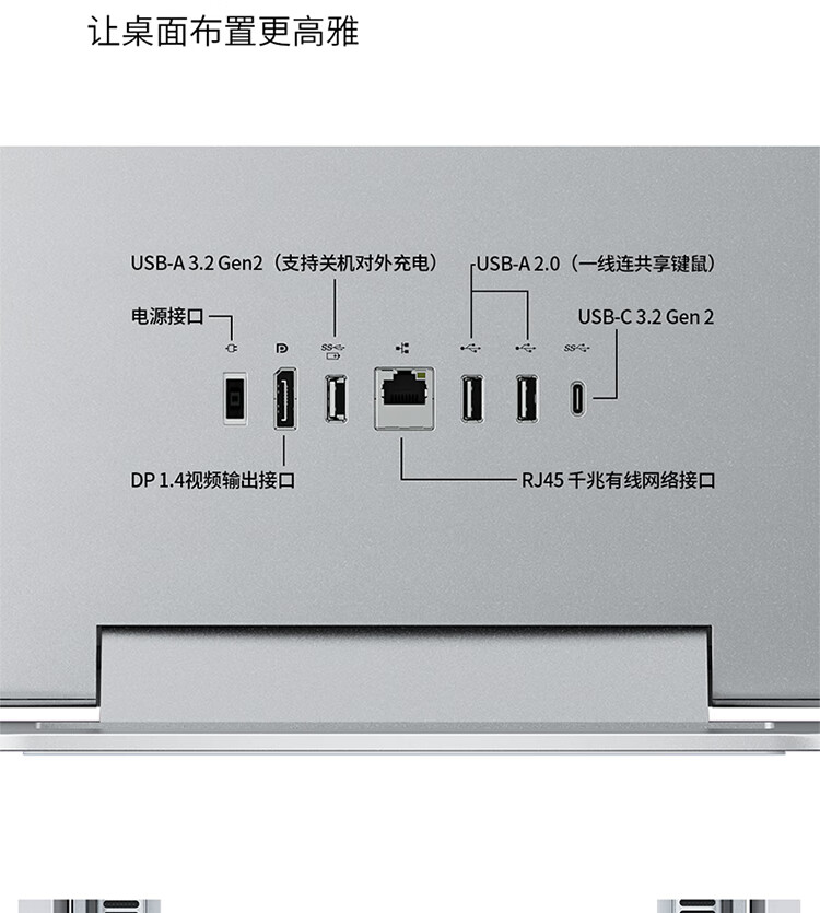 联想（Lenovo）商用办公家用电脑YOGA 27-APH8 R7-7840H 16G  1TSSD/W11/集成无线键鼠 银色