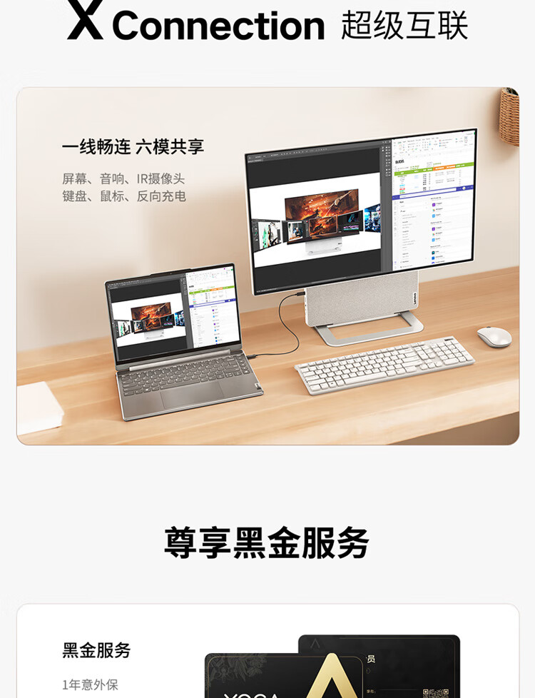 联想（Lenovo）商用办公家用电脑YOGA 27-APH8 R7-7840H 32G 1TSSD/W11/RTX4050_6G 银色