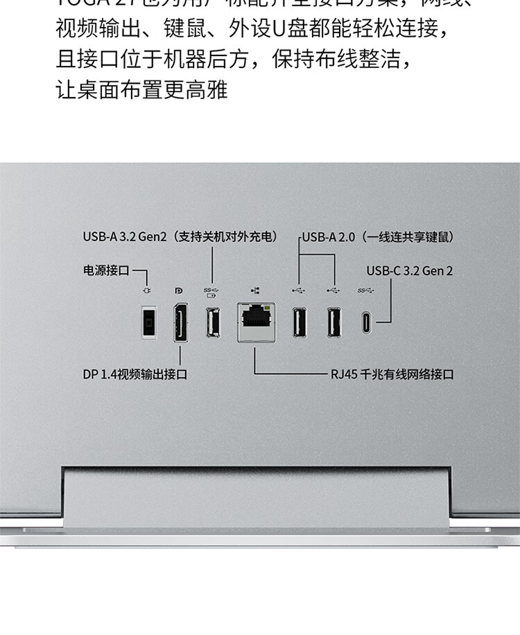 联想（Lenovo）商用办公家用电脑YOGA 27-APH8 R7-7840H 32G 1TSSD/W11/RTX4050_6G 银色