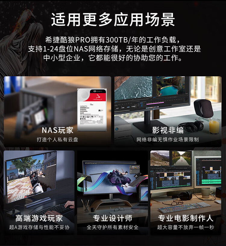 希捷（SEAGATE）NAS硬盘 16TB 256MB 7200转 CMR垂直 网络存储 SATA 数据恢复服务 酷狼PRO ST16000NT001