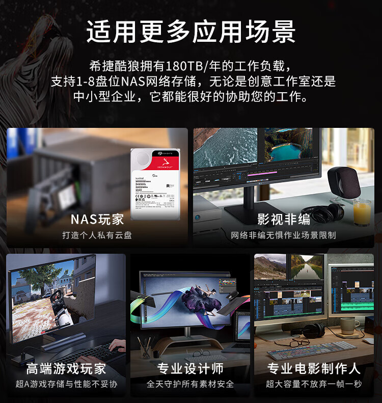 希捷（SEAGATE）NAS硬盘 16TB 256MB 7200转 CMR垂直 网络存储 SATA 数据恢复服务 酷狼PRO ST16000NT001