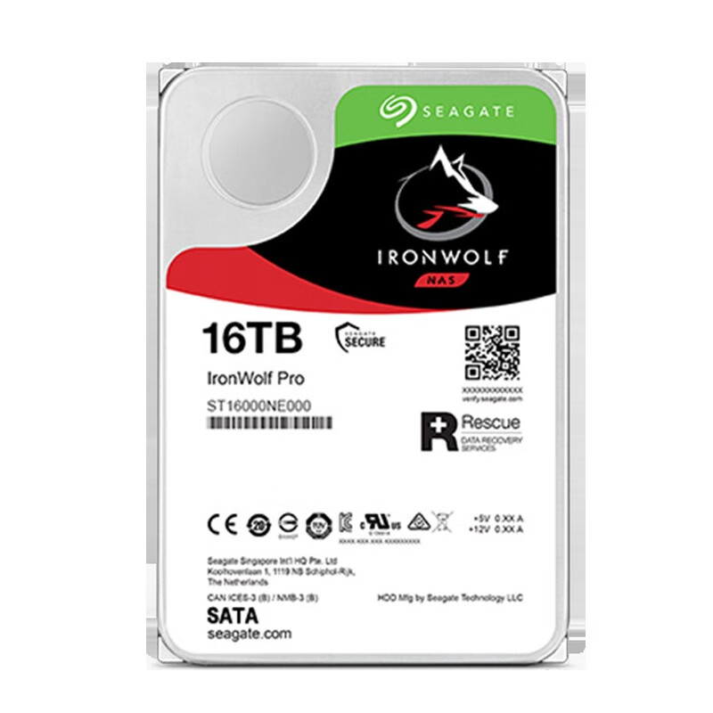 希捷（SEAGATE）NAS硬盘 16TB 256MB 7200转 CMR垂直 网络存储 SATA 数据恢复服务 酷狼PRO ST16000NT001
