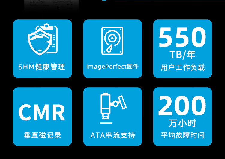 希捷（SEAGATE）监控硬盘10TB 256MB 7200转 SATA 垂直 机械 PMR CMR 酷鹰AI ST10000VE001