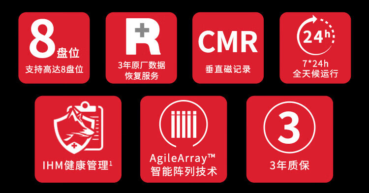 希捷（SEAGATE）NAS硬盘 PMR CMR垂直磁记录 网络存储 SATA 酷狼 数据恢复 12TB ST12000VN0008 原厂数据救援