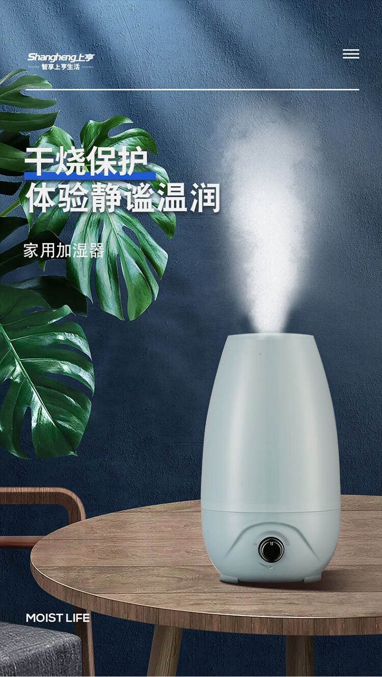 上亨（shangheng）加湿器家用办公室大雾大容量2.6L落地桌面香薰喷雾器SHZH-SHJ001 白色