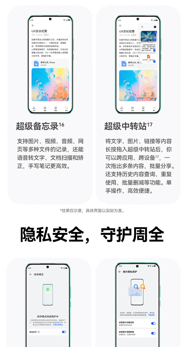 华为（HUAWEI）前置6000万超广角人像 6.88毫米超薄臻彩直屏 鸿蒙智能手机 Nova11 8+256 雪域白