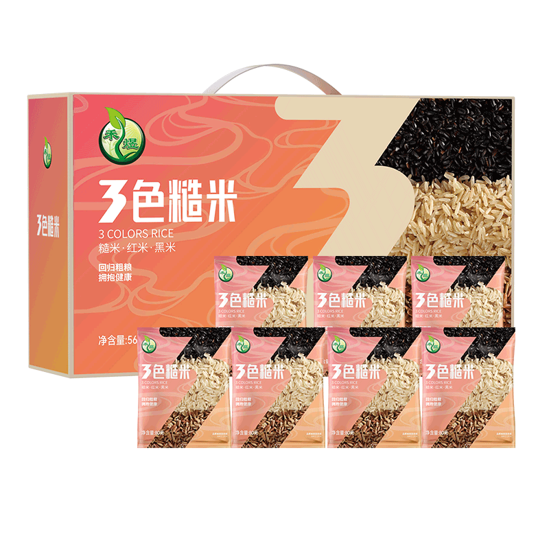 禾煜 山珍干货礼盒干菌礼包礼品菌菇送礼炒货礼盒 三色糙米礼盒560g