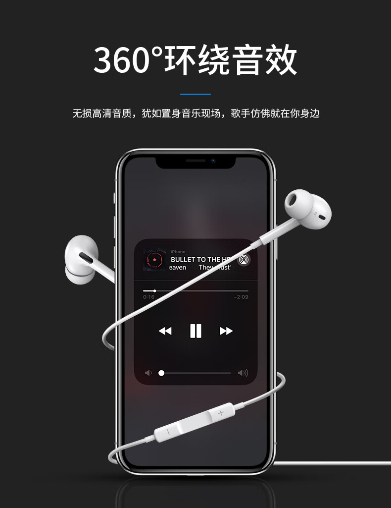毕亚兹BIAZE 苹果耳机 AirPodsPro外观 有线入耳式lightning扁头接口适用iPhone14\/13\12\11proMax E20