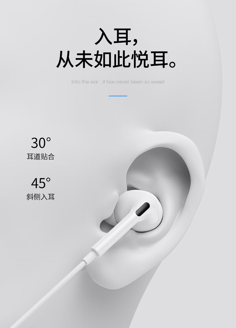 毕亚兹BIAZE 苹果耳机 AirPodsPro外观 有线入耳式lightning扁头接口适用iPhone14\/13\12\11proMax E20