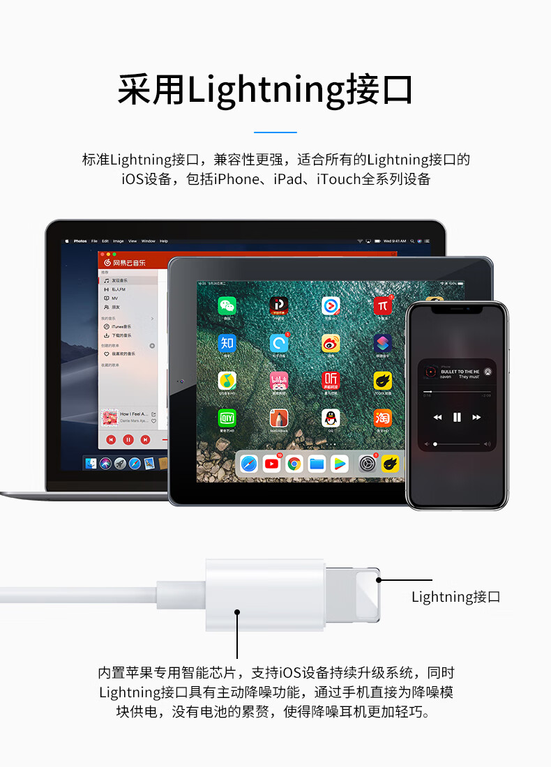 毕亚兹BIAZE 苹果耳机 AirPodsPro外观 有线入耳式lightning扁头接口适用iPhone14\/13\12\11proMax E20