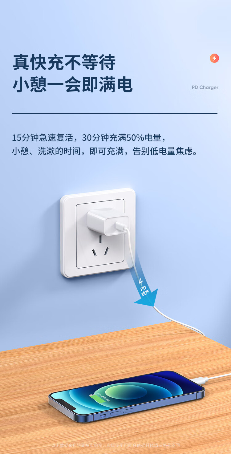 毕亚兹BIAZE 66S Apple 20W USB-C苹果充电器PD快充 苹果14充电器插头适配器+数据线套装