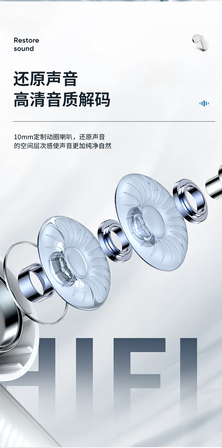毕亚兹BIAZE 无线蓝牙耳机 半入耳式耳机 音乐耳机蓝牙5.3 适用于苹果13/12/11pro/华为/vivo/小米 D51