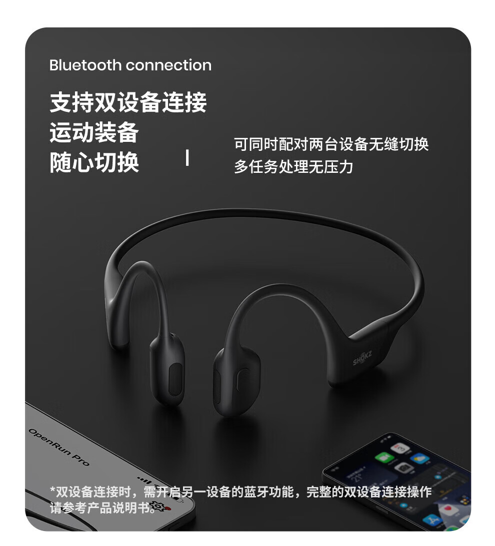 韶音 耳机OpenRun Pro骨传导耳机牙运动无线耳骨传导头戴式耳机户外跑步骑行 S810西柚粉