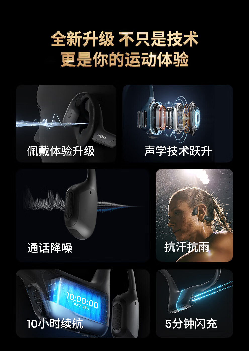 韶音 耳机OpenRun Pro骨传导耳机牙运动无线耳骨传导头戴式耳机户外跑步骑行 S810西柚粉