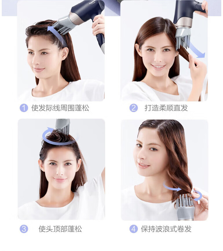 松下 矿物质负离子润养护发 冷热风吹风机 便携折叠手柄 EH-NE62-A405 藏青色