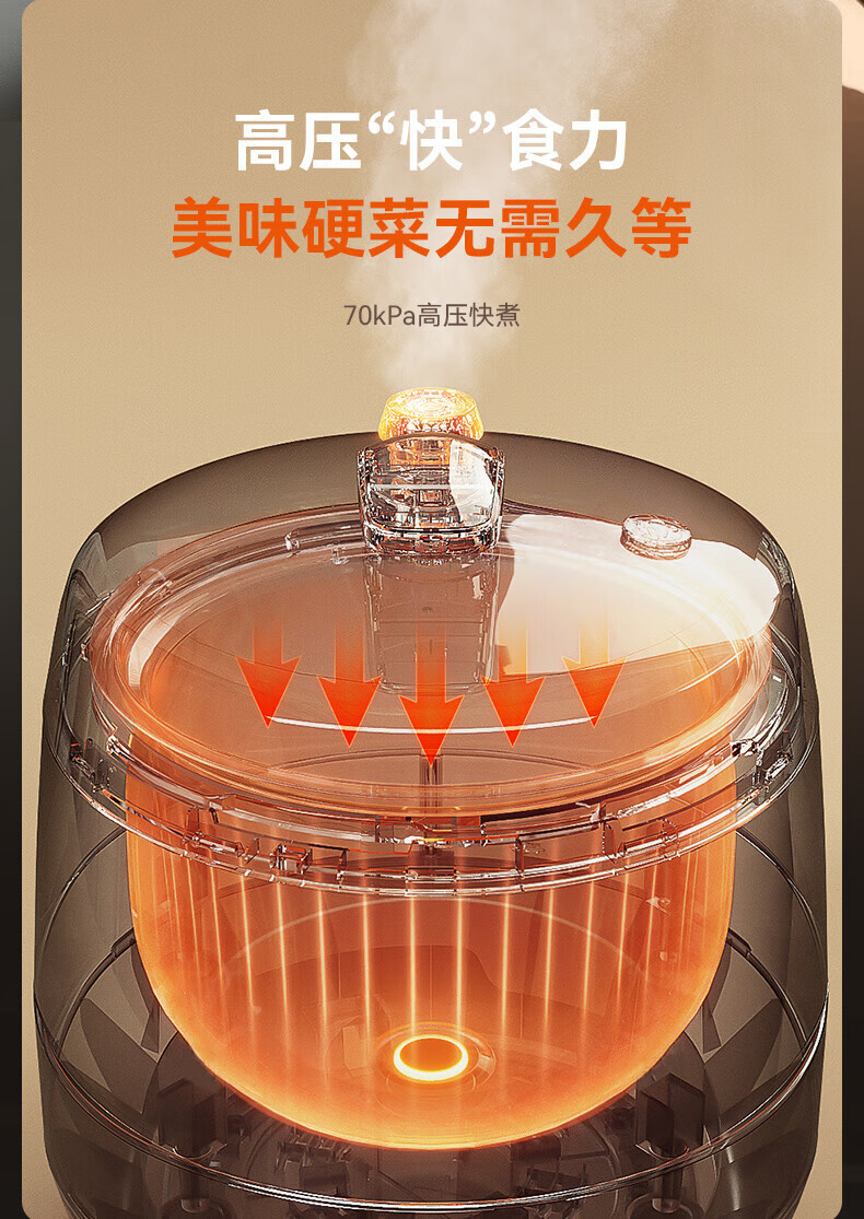 苏泊尔（SUPOR）智能预约电压力锅6L大容量触控面板家用保温煮饭煲汤易清洁双球釜内胆60YC8001Q