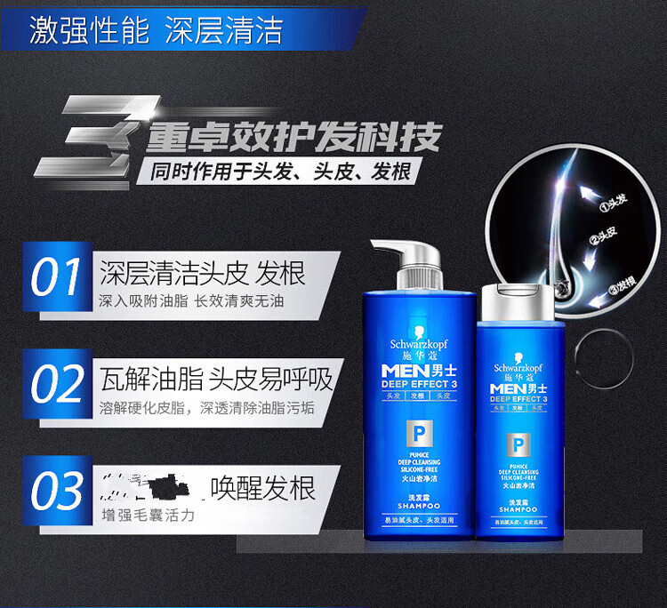 施华蔻 火山岩洁净清爽头皮男士控油去屑洗发露450ml
