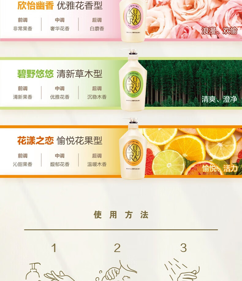 可悠然 美肌沐浴露香氛滋润保湿沐浴乳碧野悠悠550ml