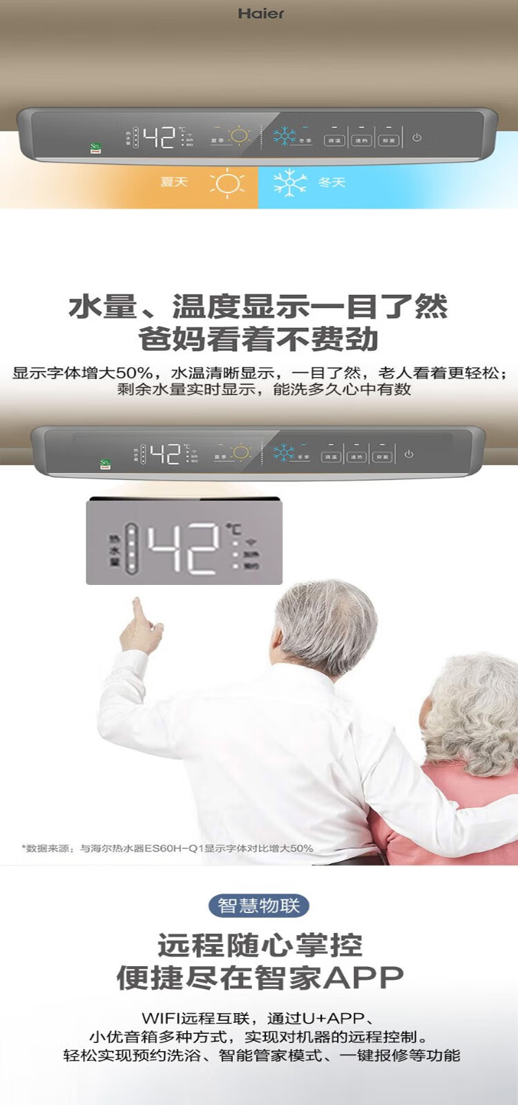 海尔（Haier）80升健康智慧物联电热水器 ES80H-GR5(2)U1