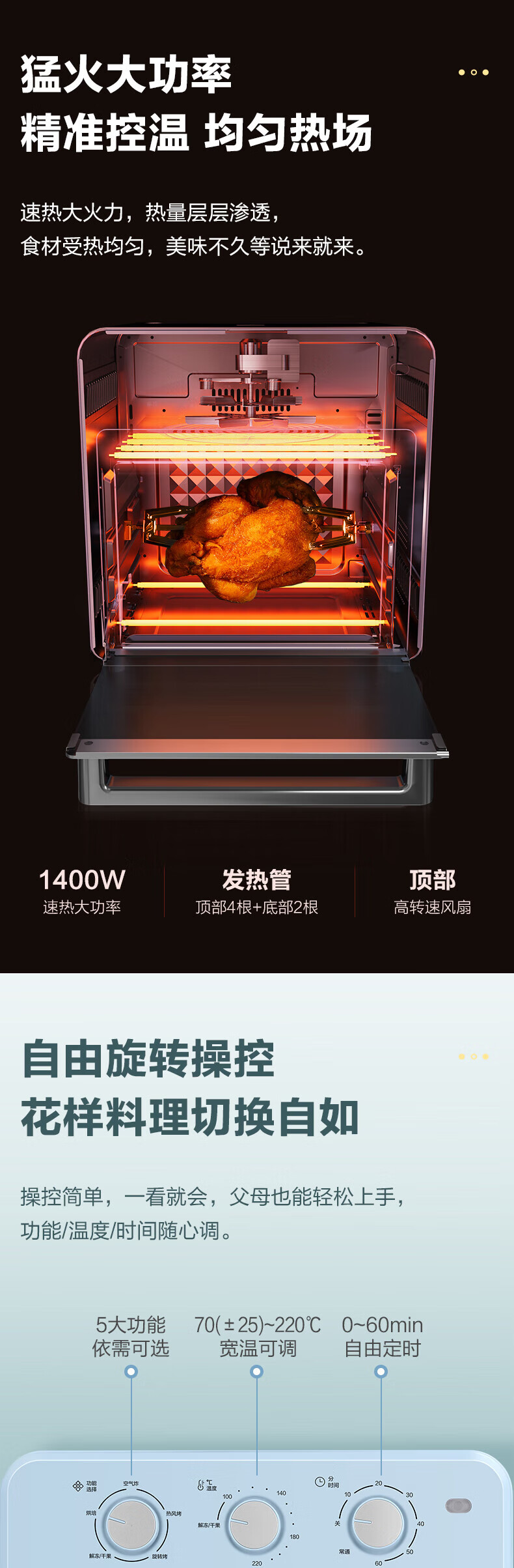 海尔（Haier）烤箱空气炸烤箱18L大容量可视窗口专业烘焙烤箱HK-AM18A