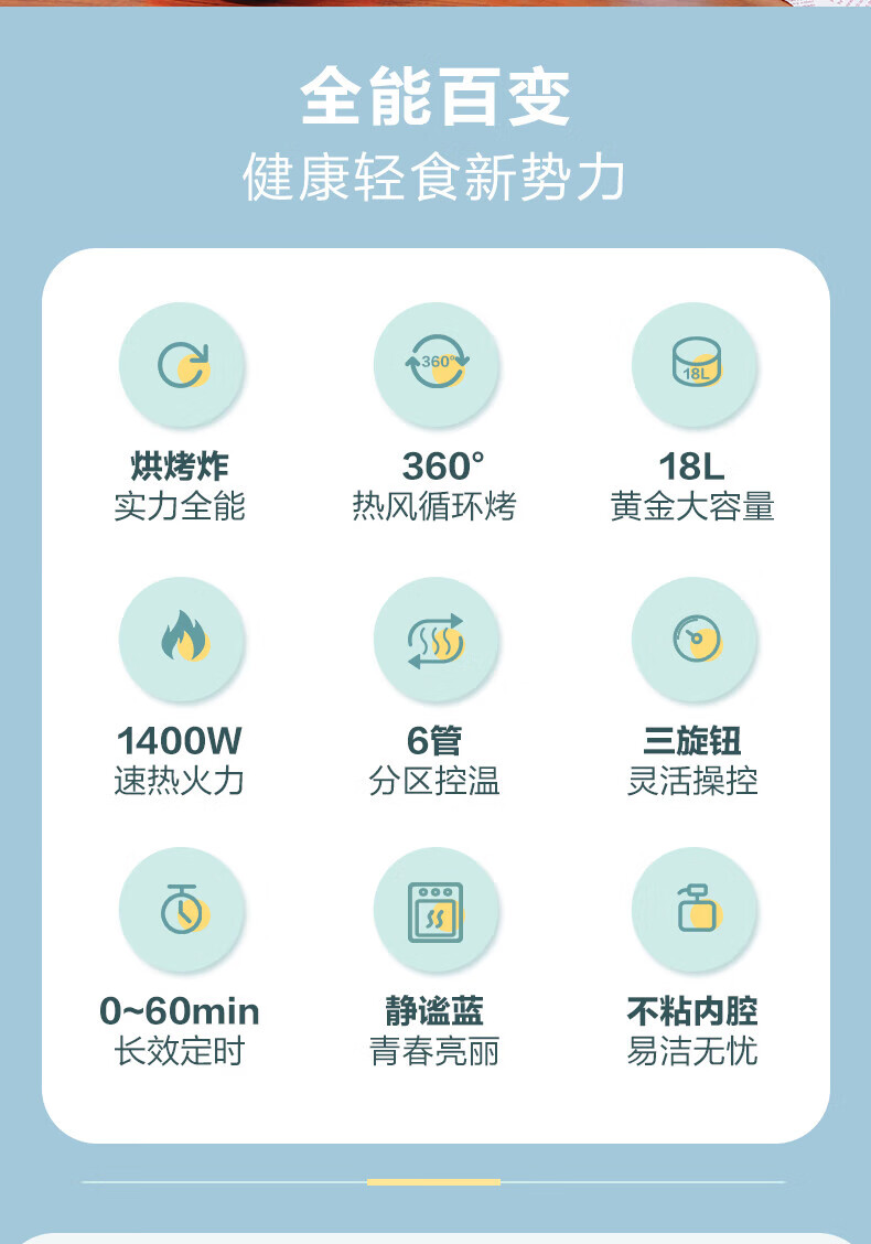 海尔（Haier）烤箱空气炸烤箱18L大容量可视窗口专业烘焙烤箱HK-AM18A