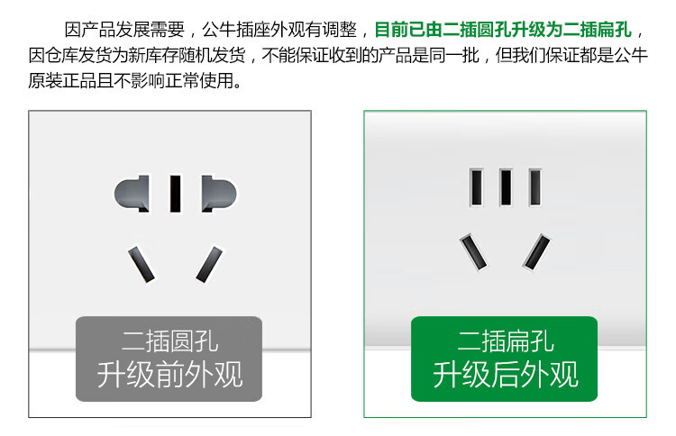 公牛 新国标插座/插线板/接线板数 1.8米桌下立式插座 GN-V106U(X)