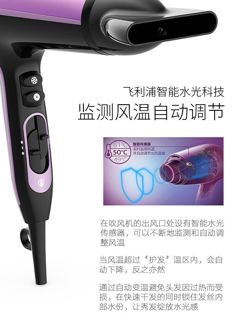 PHILIPS飞利浦电吹风机大功率家用 冷热风护发HP8258