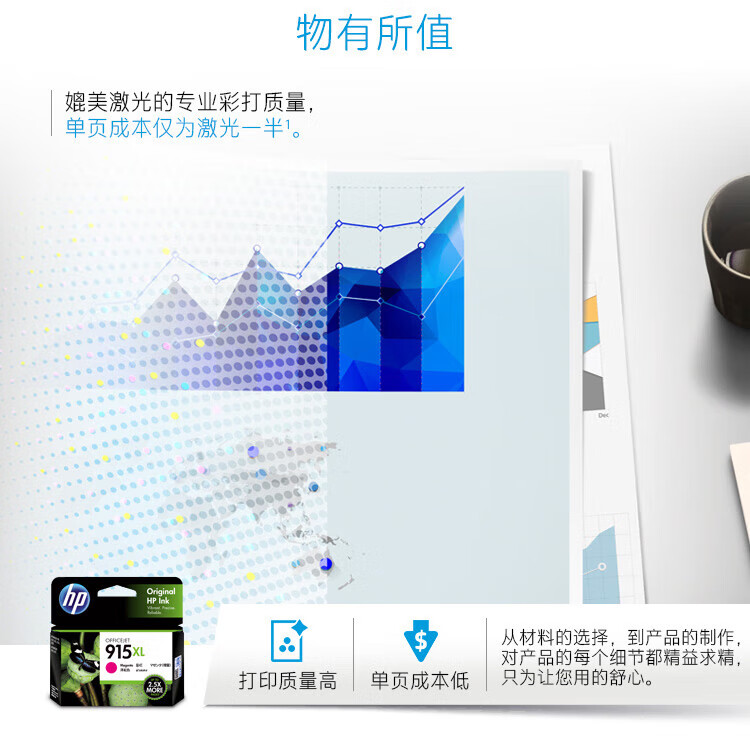 惠普（HP）915XL原装墨盒 适用hp 8020/8018打印机 xl大容量品红色墨盒