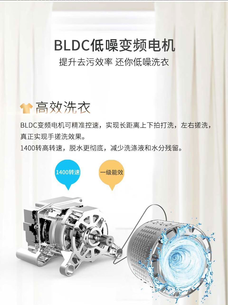 威力（WEILI）10公斤全自动滚筒洗衣机15分钟快洗大容量变频洗脱/洗烘一体家用宿舍公寓 XQG100-1438DP
