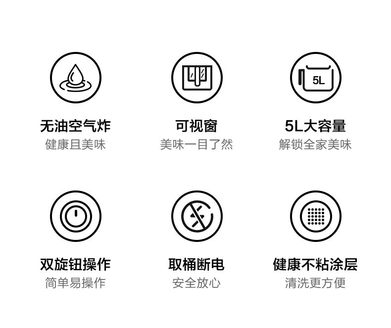 美菱 家用大容量空气炸锅多功能无油炸锅3D热风循环 MZG-516