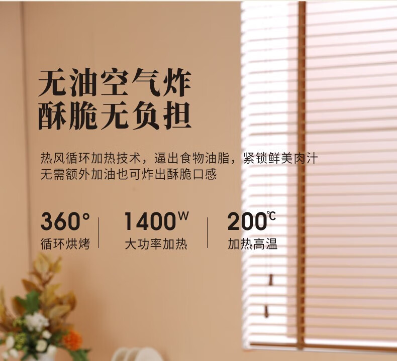 美菱 家用大容量空气炸锅多功能无油炸锅3D热风循环 MZG-516