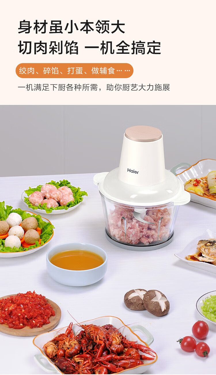 海尔（Haier）绞肉机家用多功能料理机 切菜搅拌机 HDKJRY1201